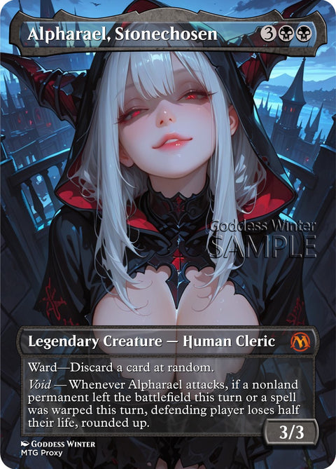 MTG - Alpharael, Stonechosen - Fanart Borderless Style - EDH / Playtest