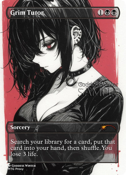 MTG - Grim Tutor - Fanart Borderless Style - EDH / Playtest