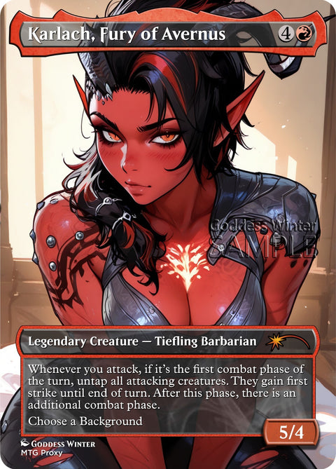 MTG - Karlach, Fury of Avernus - Fanart Borderless Style - EDH / Playtest