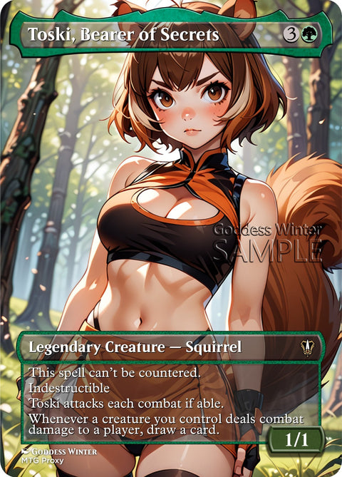 MTG - Toski, Bearer of Secrets - Fanart Borderless Style - EDH / Playtest
