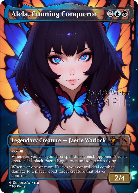 MTG - Alela, Cunning Conqueror - Fanart Borderless Style - EDH / Playtest
