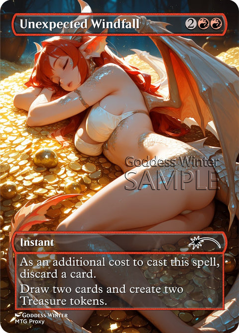 MTG - Unexpected Windfall - Fanart Borderless Style - EDH / Playtest