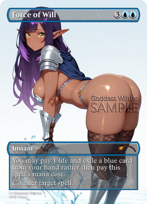 MTG - Force of Will - Fanart Borderless Style - EDH / Playtest