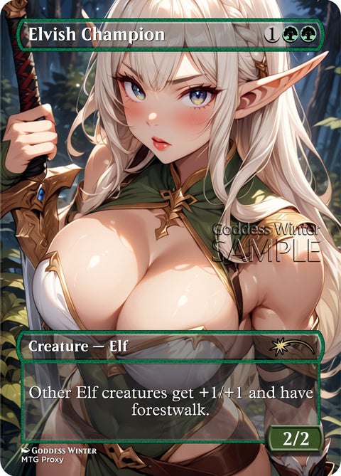MTG - Elvish Champion - Fanart Borderless Style - EDH / Playtest