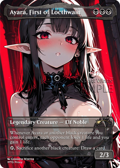 MTG - Ayara, First of Locthwain - Fanart Borderless Style - EDH / Playtest
