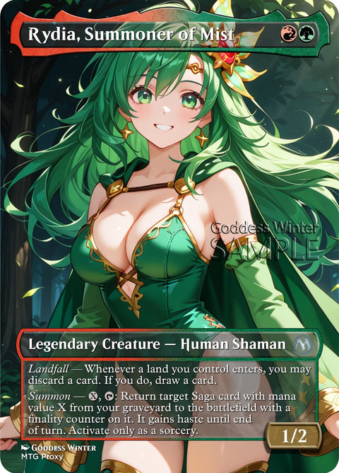 MTG - Rydia, Summoner of Mist - Fanart Borderless Style - EDH / Playtest
