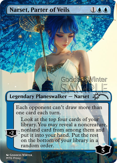 MTG - Narset, Parter of Veils - Fanart Borderless Style - EDH / Playtest