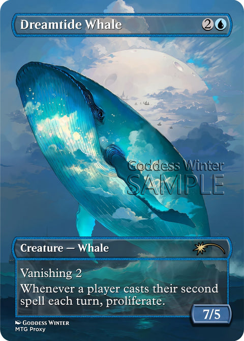 MTG - Dreamtide Whale - Fanart Borderless Style - EDH / Playtest