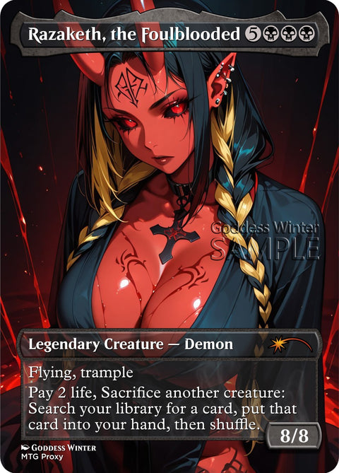 MTG - Razaketh, the Foulblooded - Fanart Borderless Style - EDH / Playtest