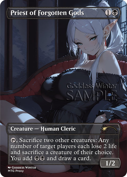 MTG - Priest of Forgotten Gods - Fanart Borderless Style - EDH / Playtest