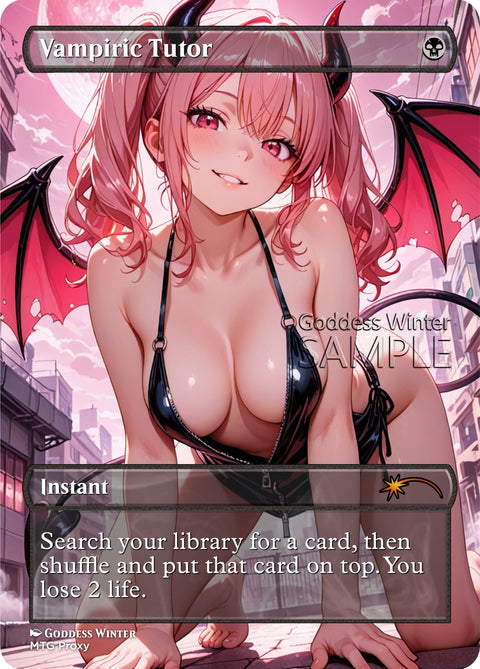 MTG - Vampiric Tutor - Fanart Borderless Style - EDH / Playtest