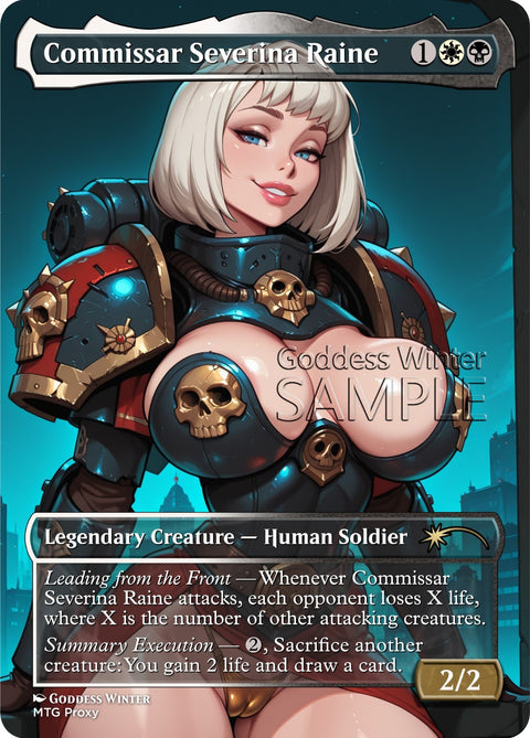 MTG - Commissar Severina Raine - Fanart Borderless Style - EDH / Playtest