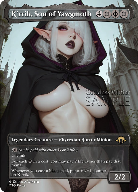 MTG - K'rrik, Son of Yawgmoth - Fanart Borderless Style - EDH / Playtest