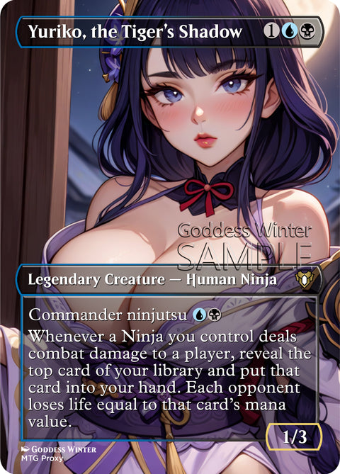 MTG - Yuriko, the Tiger's Shadow - Fanart Borderless Style Card EDH / Playtest