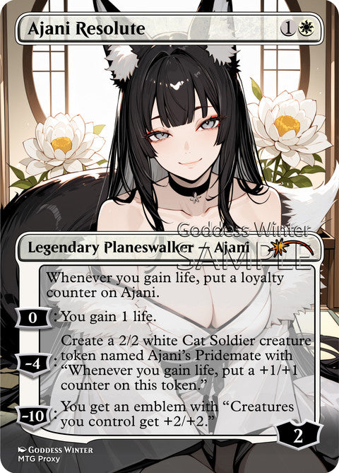 Ajani Resolute Goddess Winter proxy card artwork