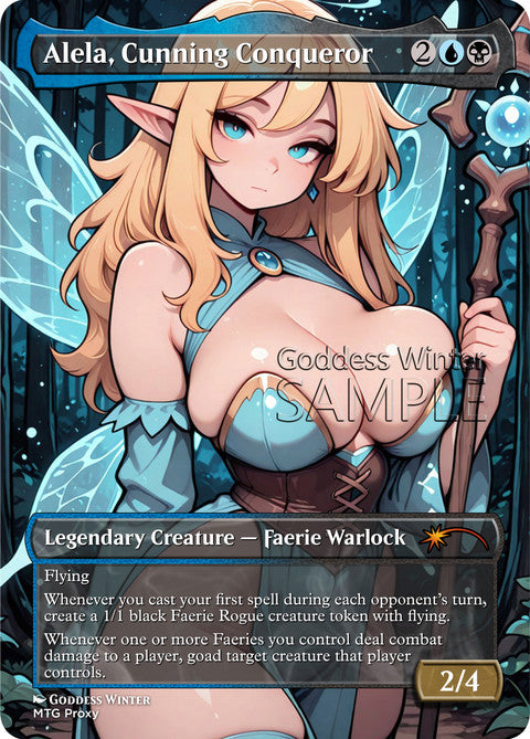 Alela, Cunning Conqueror Goddess Winter proxy card artwork