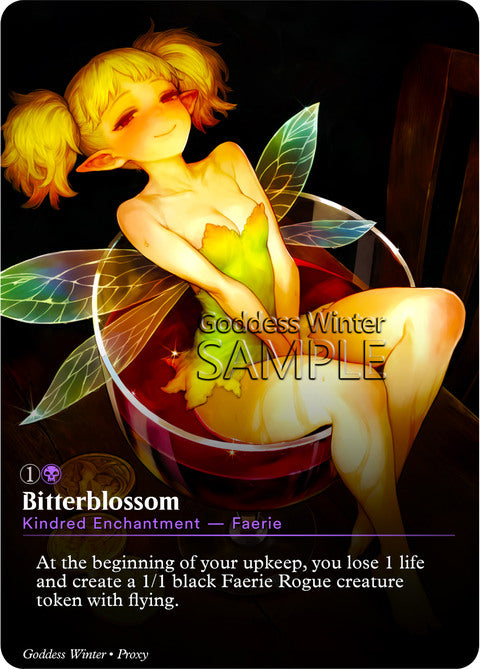Bitterblossom Goddess Winter proxy card artwork