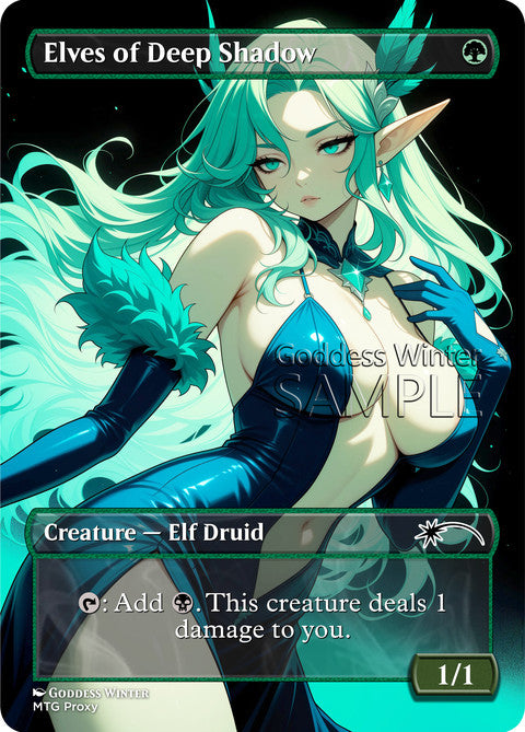 Elves of Deep Shadow Goddess Winter proxy card artwork