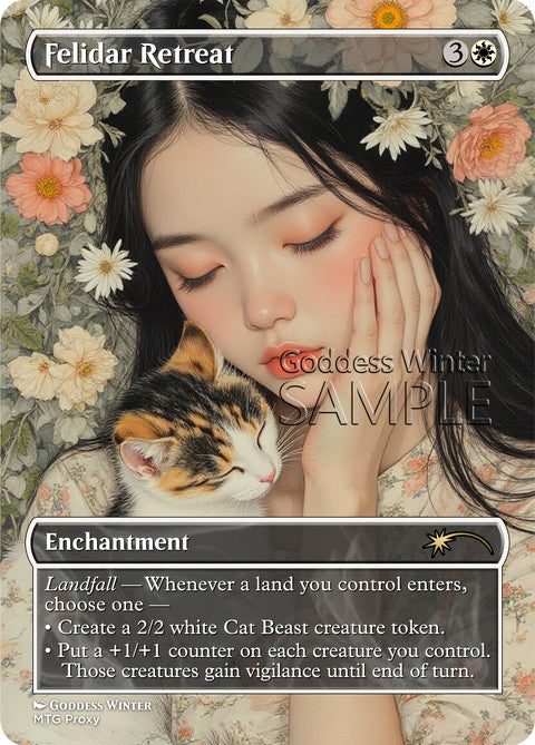 Felidar Retreat Goddess Winter proxy card artwork