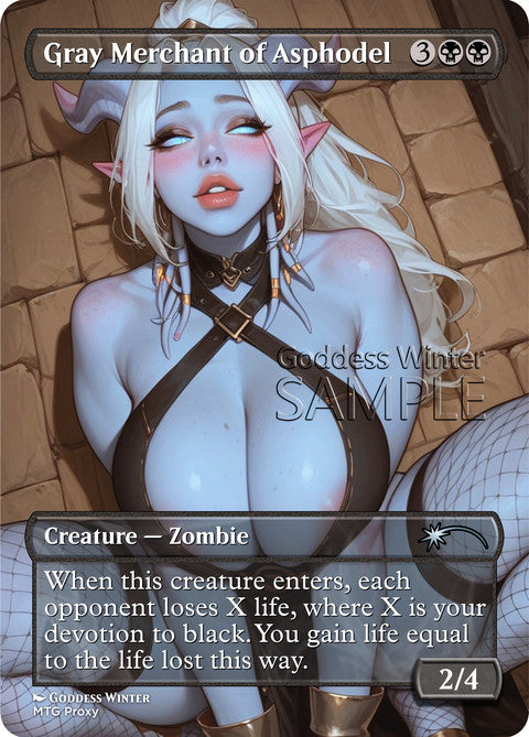 Gray Merchant of Asphodel Goddess Winter proxy card artwork