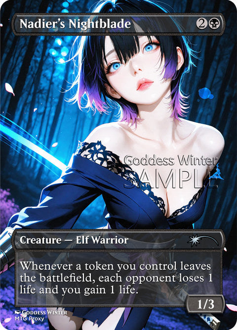 Nadier's Nightblade Goddess Winter proxy card artwork