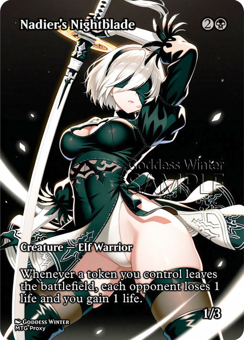 Nadier's Nightblade Goddess Winter proxy card artwork