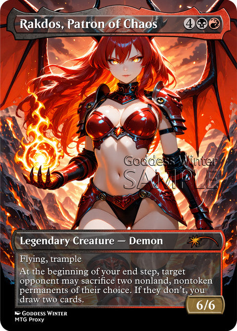 Rakdos, Patron of Chaos Goddess Winter proxy card artwork