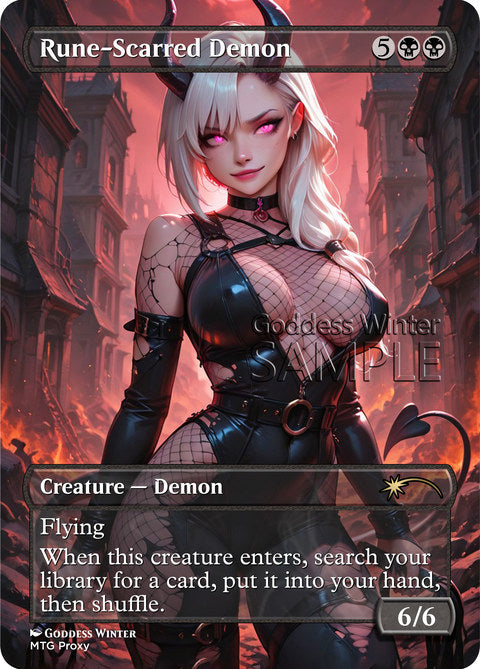 Rune-Scarred Demon Goddess Winter proxy card artwork
