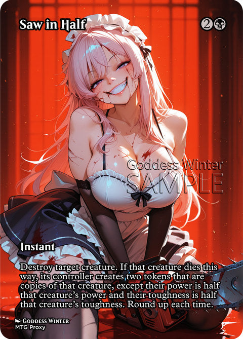 Saw in Half Goddess Winter proxy card artwork