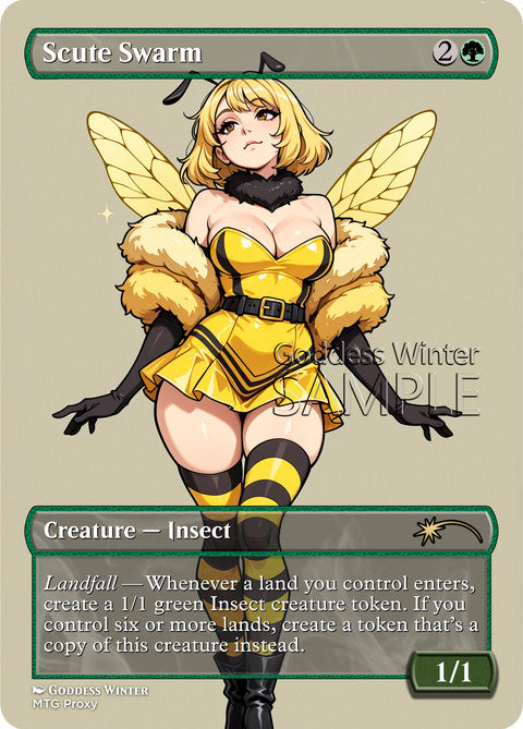 Scute Swarm Goddess Winter proxy card artwork
