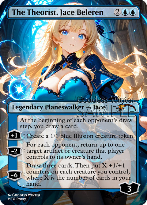 The Theorist, Jace Beleren Goddess Winter proxy card artwork