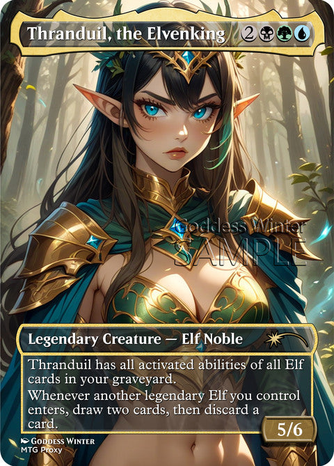 Thranduil, the Elvenking Goddess Winter proxy card artwork
