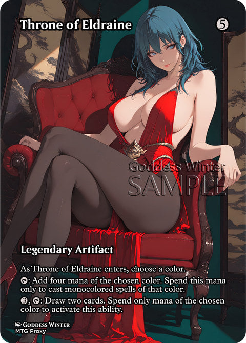 Throne of Eldraine Goddess Winter proxy card artwork