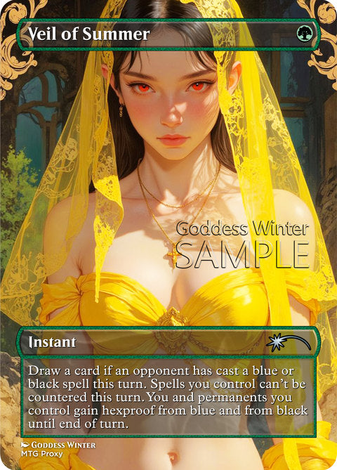 Veil of Summer Goddess Winter proxy card artwork
