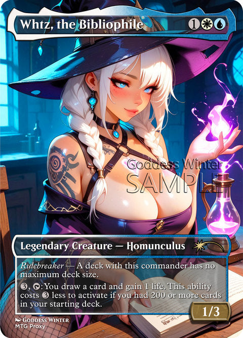 Whtz, the Bibliophile Goddess Winter proxy card artwork