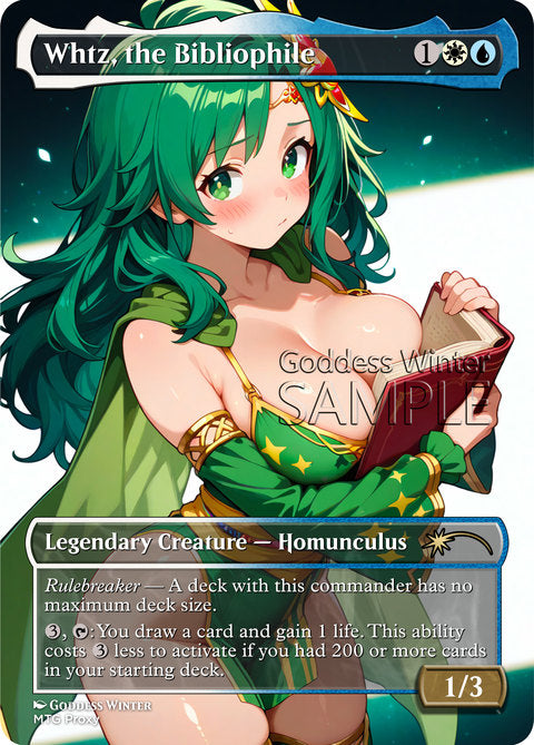 Whtz, the Bibliophile Goddess Winter proxy card artwork